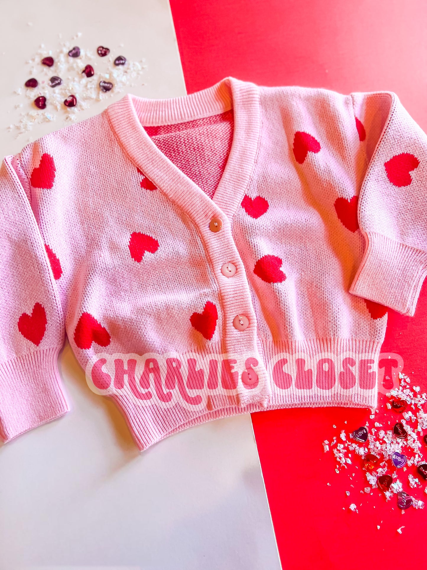 Pink & Red Hearts Cardi