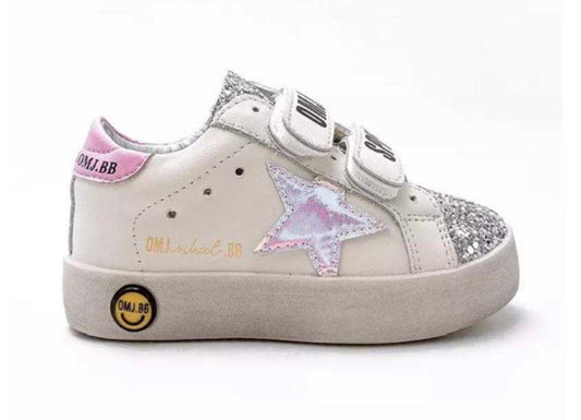 Iridescent pink star with straps Low Top Sneakers *PRE ORDER*
