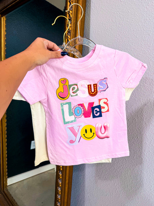 Jesus Loves Me on pink