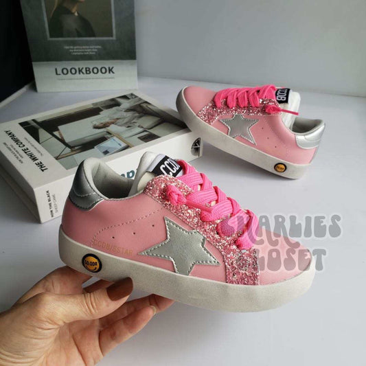 Baby pink & Silver Low Top Sneakers *PRE ORDER*