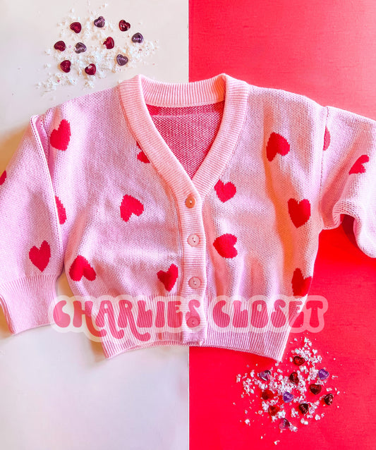 Pink & Red Hearts Cardi