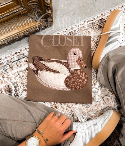 Pink & Brown Patchwork Duck