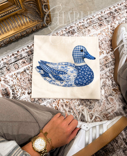 Blue Floral Patchwork Duck