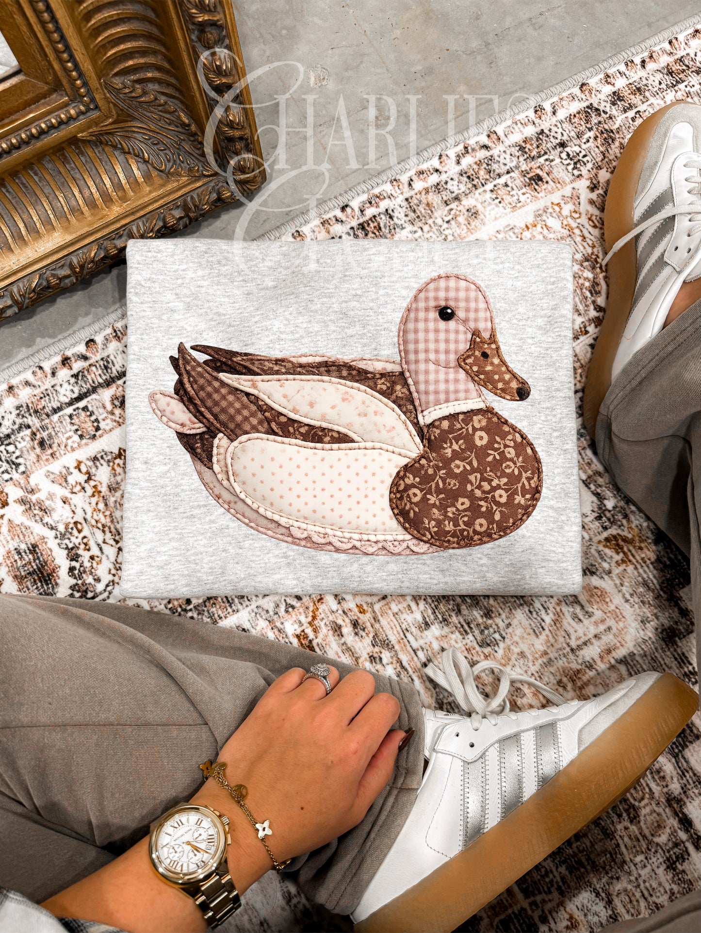 Pink & Brown Patchwork Duck