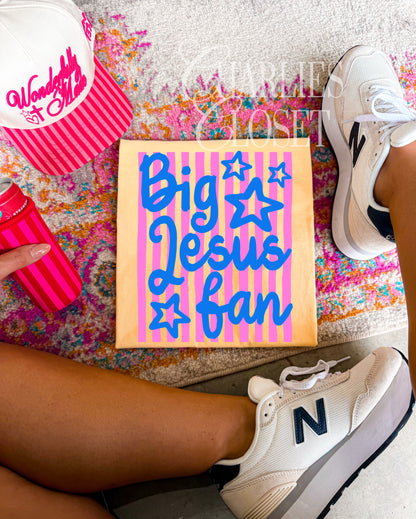big Jesus fan pink & royal blue