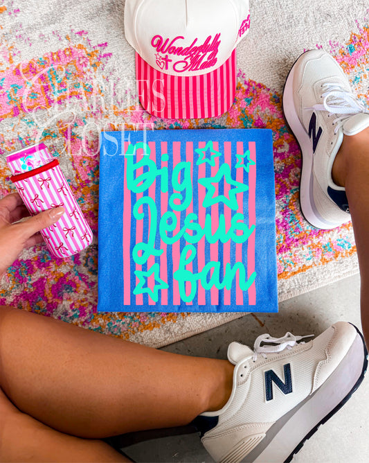 big Jesus fan pink & mint