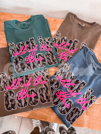 God is Good all of the time leopard pullover