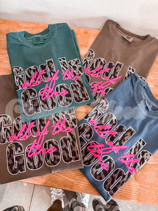 God is Good all of the time leopard pullover