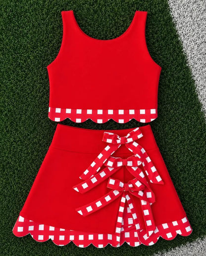 Gingham Bow Skirt Sets