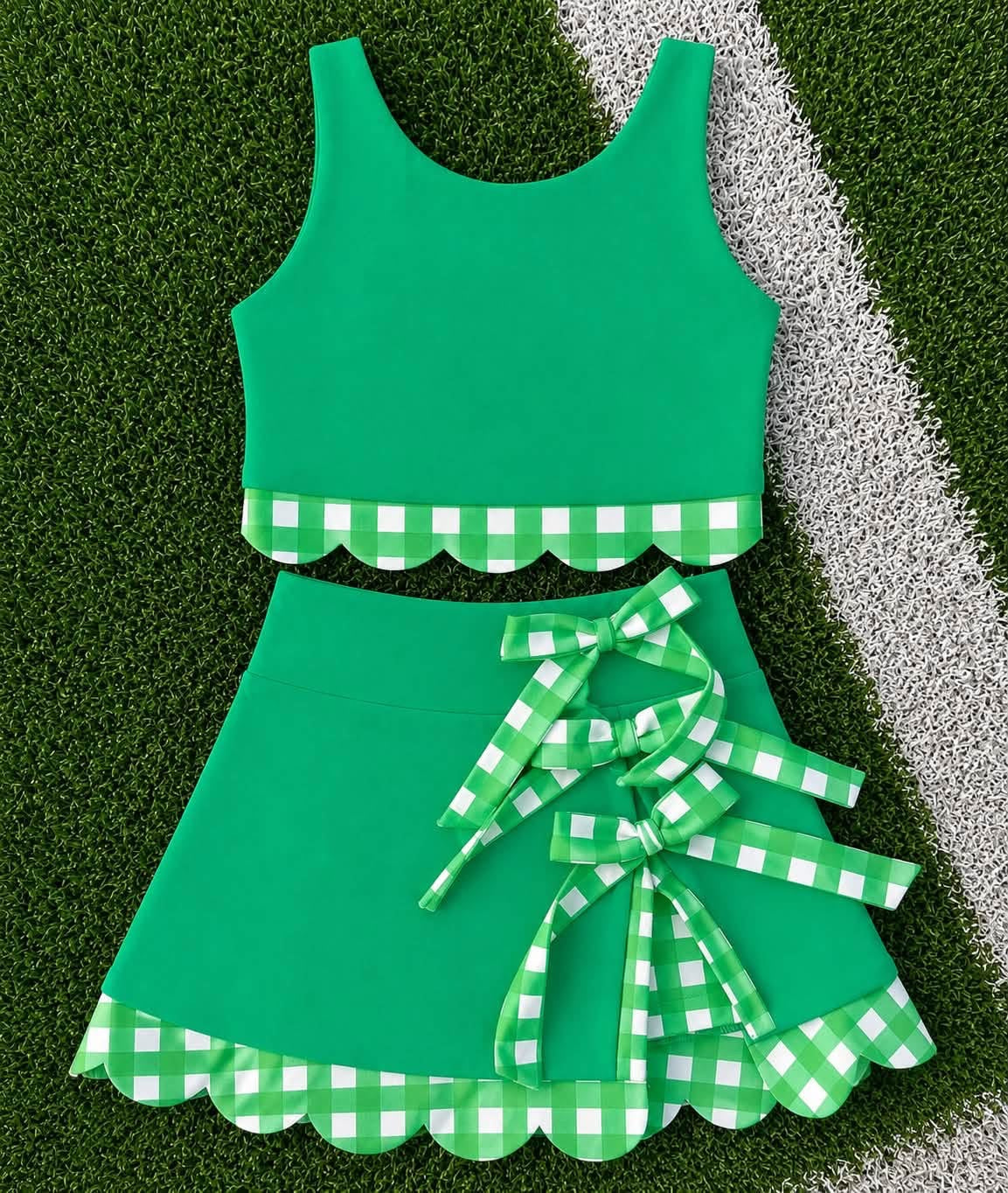 Gingham Bow Skirt Sets