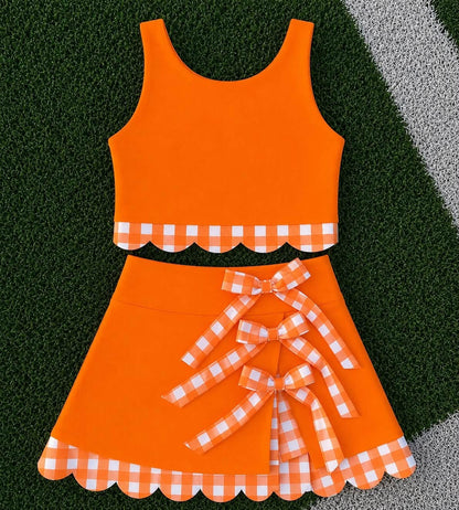 Gingham Bow Skirt Sets