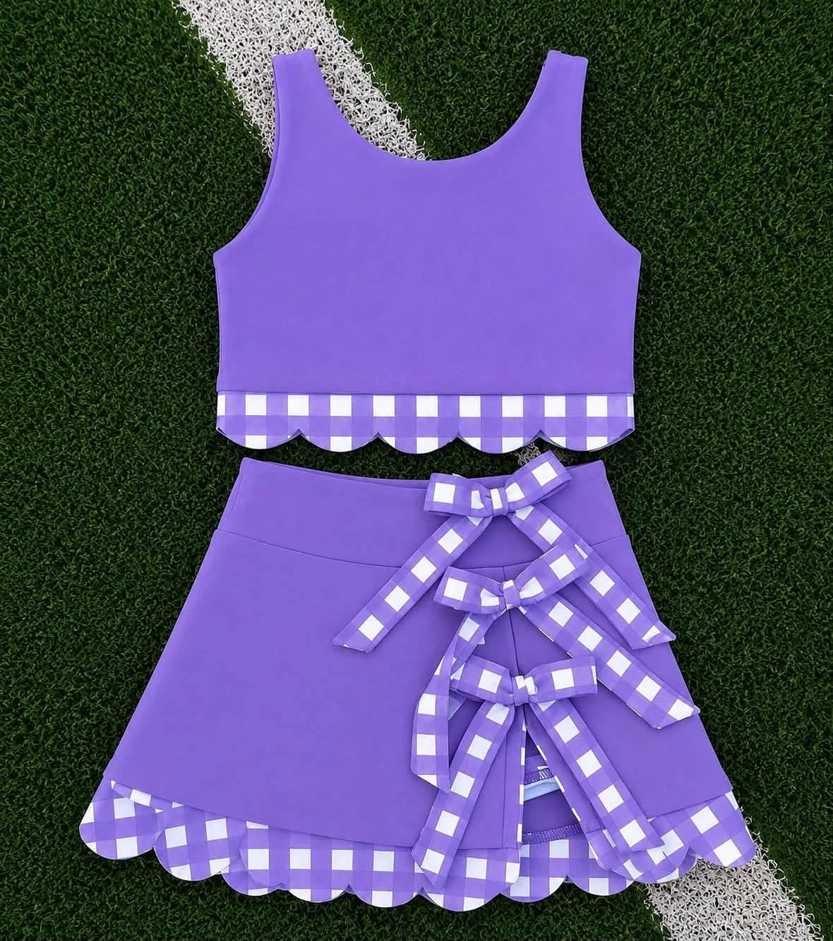 Gingham Bow Skirt Sets