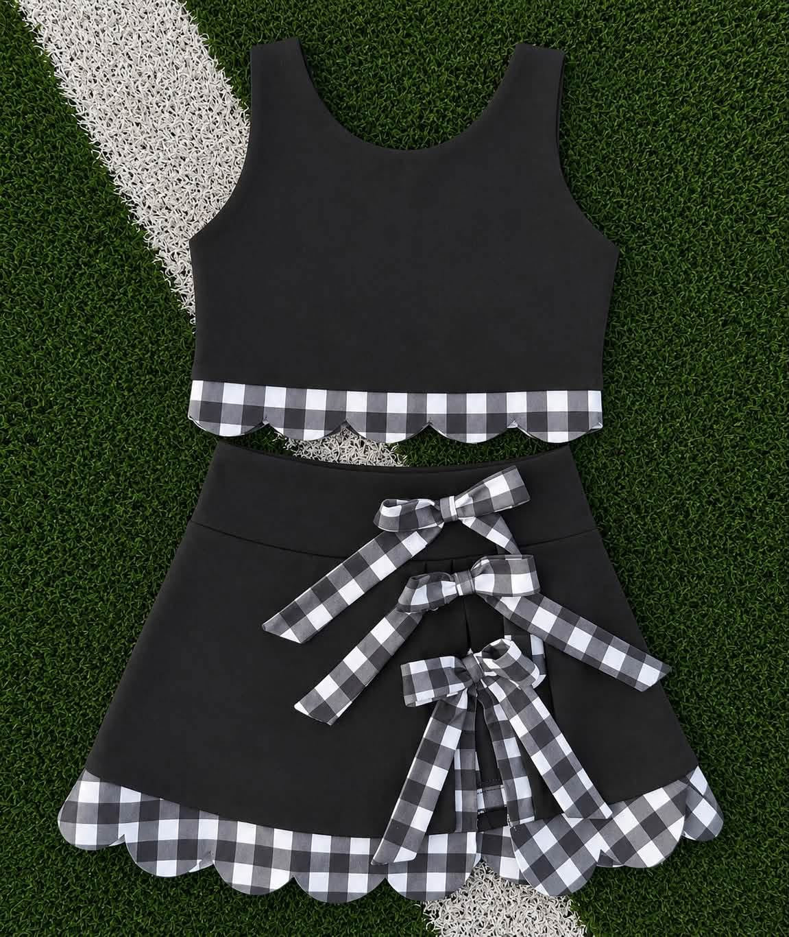 Gingham Bow Skirt Sets